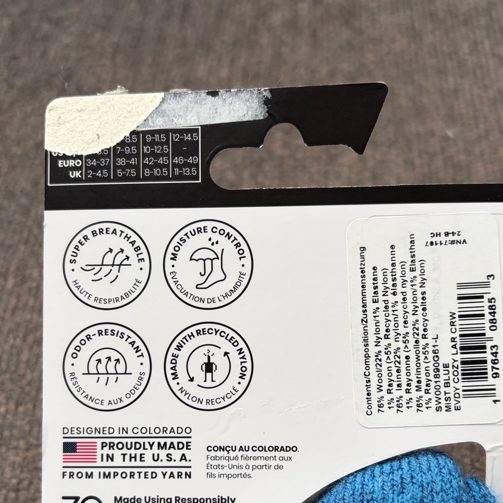 Smartwool Everyday Merino Light Cushion Casual Socks in Blue Size L - Picture 5 of 5